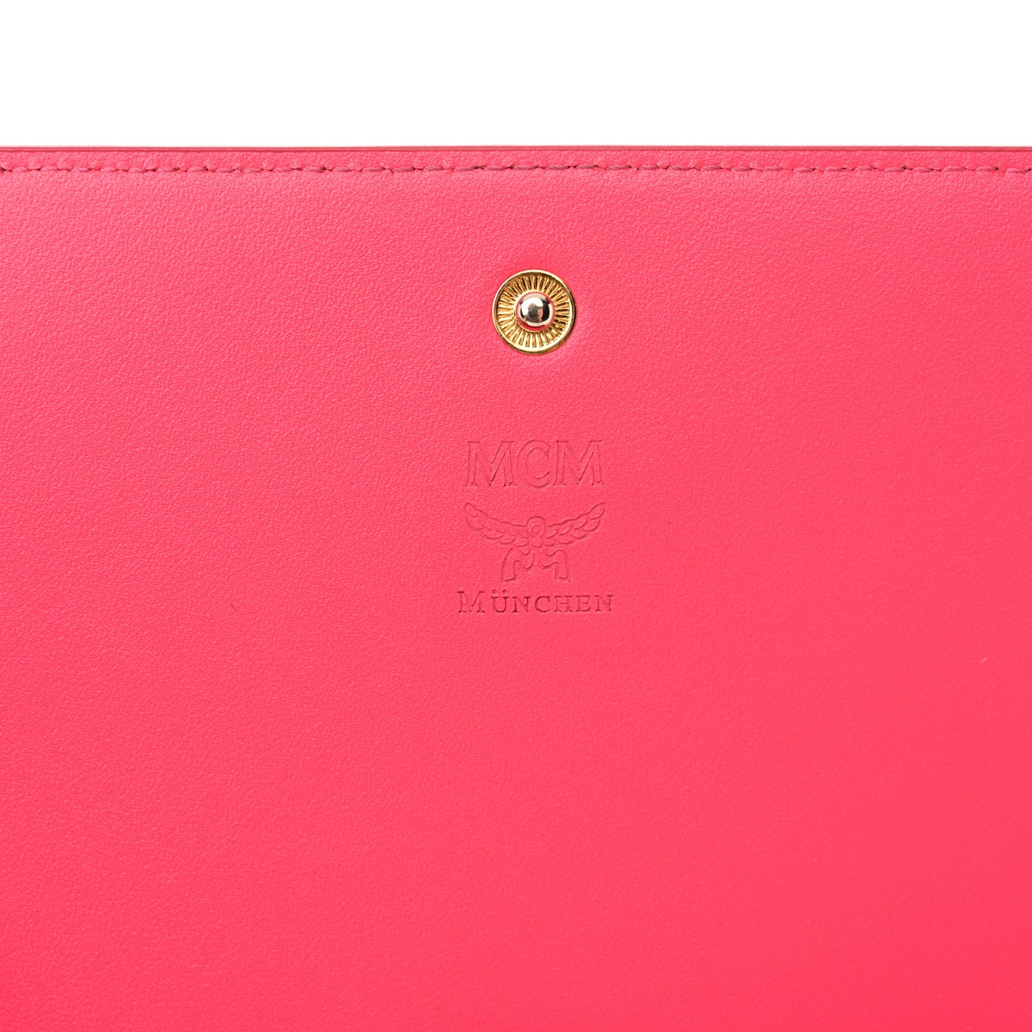 Saffiano Studded Wallet On Chain Pink