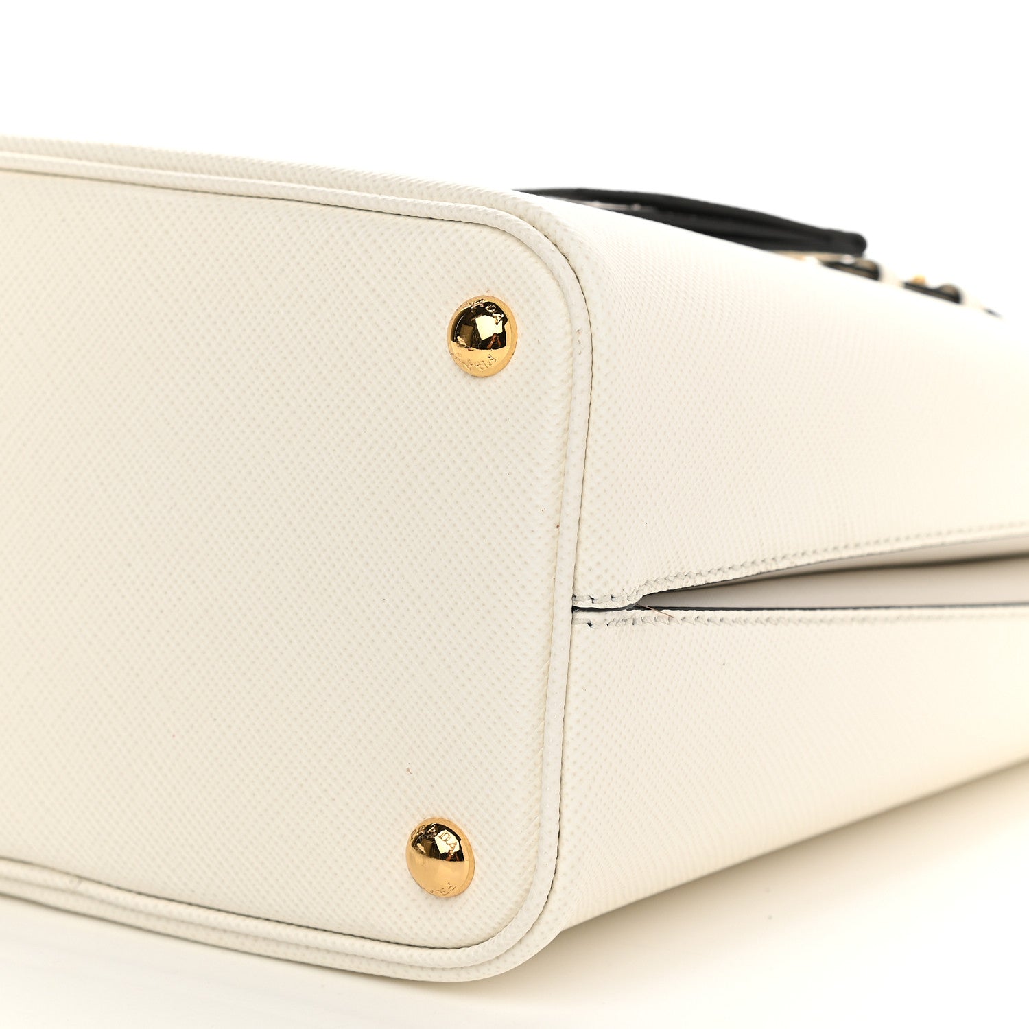Prada Saffiano Cuir Medium Panier Bucket Bag Bianco Black 8 of 9