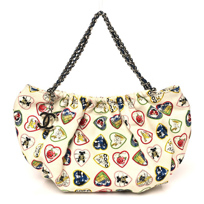 Chanel Canvas Coco Hearts Shoulder Bag White 1 of 10