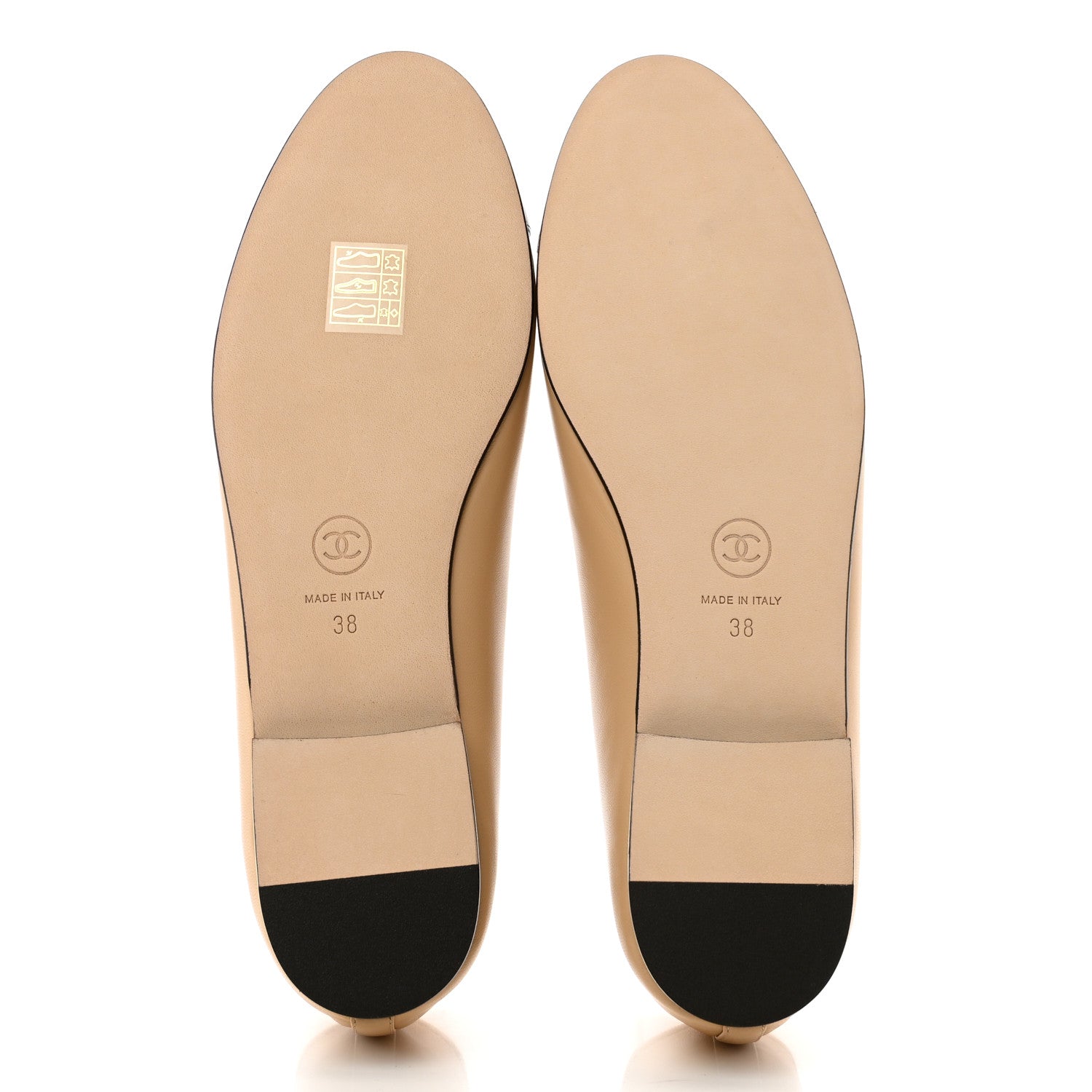 Chanel Lambskin Cap Toe CC Ballerina Flats 38 Beige Black 5 of 9