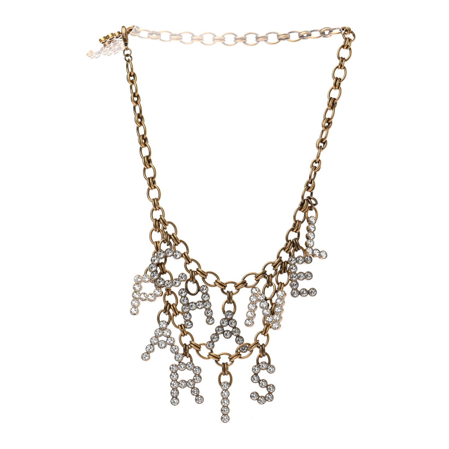 Crystal City of Lights Letter Chain Necklace Gold