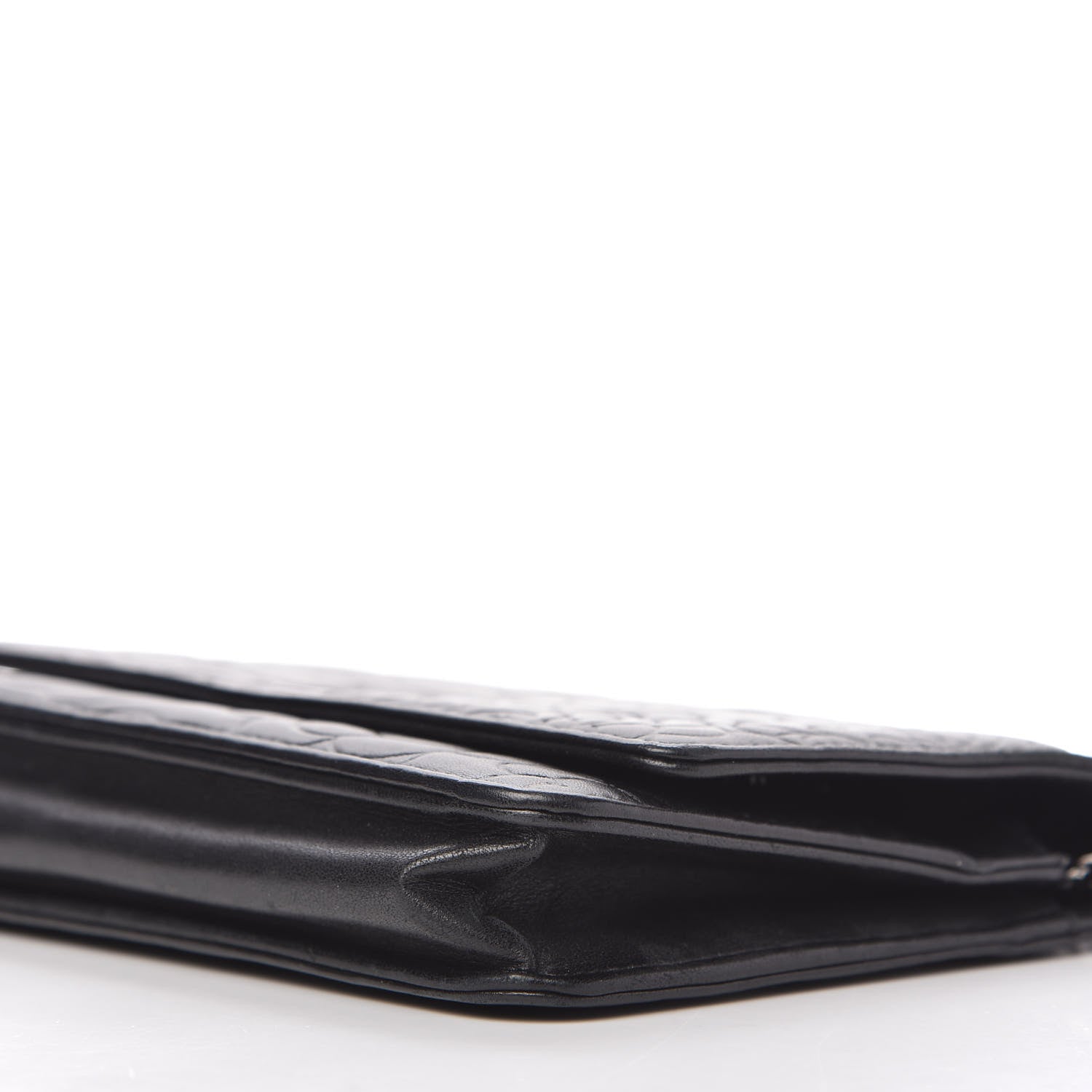 Chanel Lambskin Camellia Embossed Wallet on Chain WOC Black 7 of 12