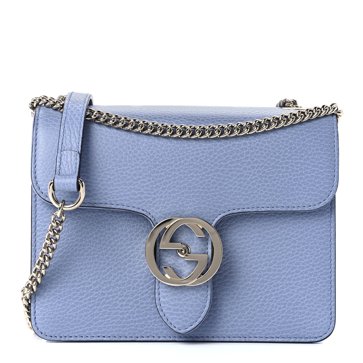 Gucci Dollar Calfskin Small Interlocking G Shoulder Bag Mineral Blue 1 of 10