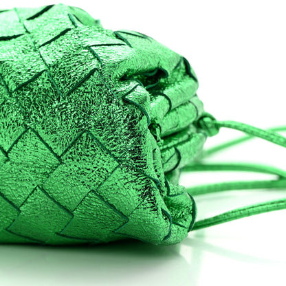 Bottega Veneta Metallic Nappa Intrecciato The Mini Pouch Parakeet 10 of 10