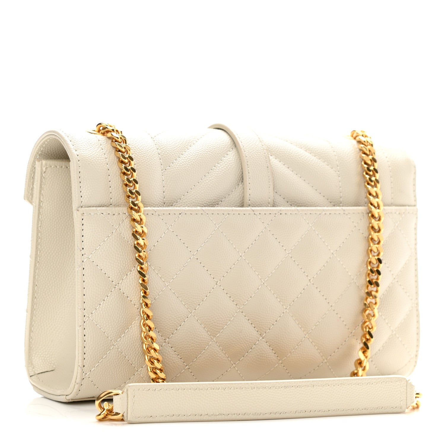 Saint Laurent Grain De Poudre Textured Mixed Matelasse Triquilt Small Monogram Satchel Crema Soft 3 of 8