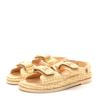 Chanel Braided Fabric Velcro Dad Sandals 40 Beige 4 of 9