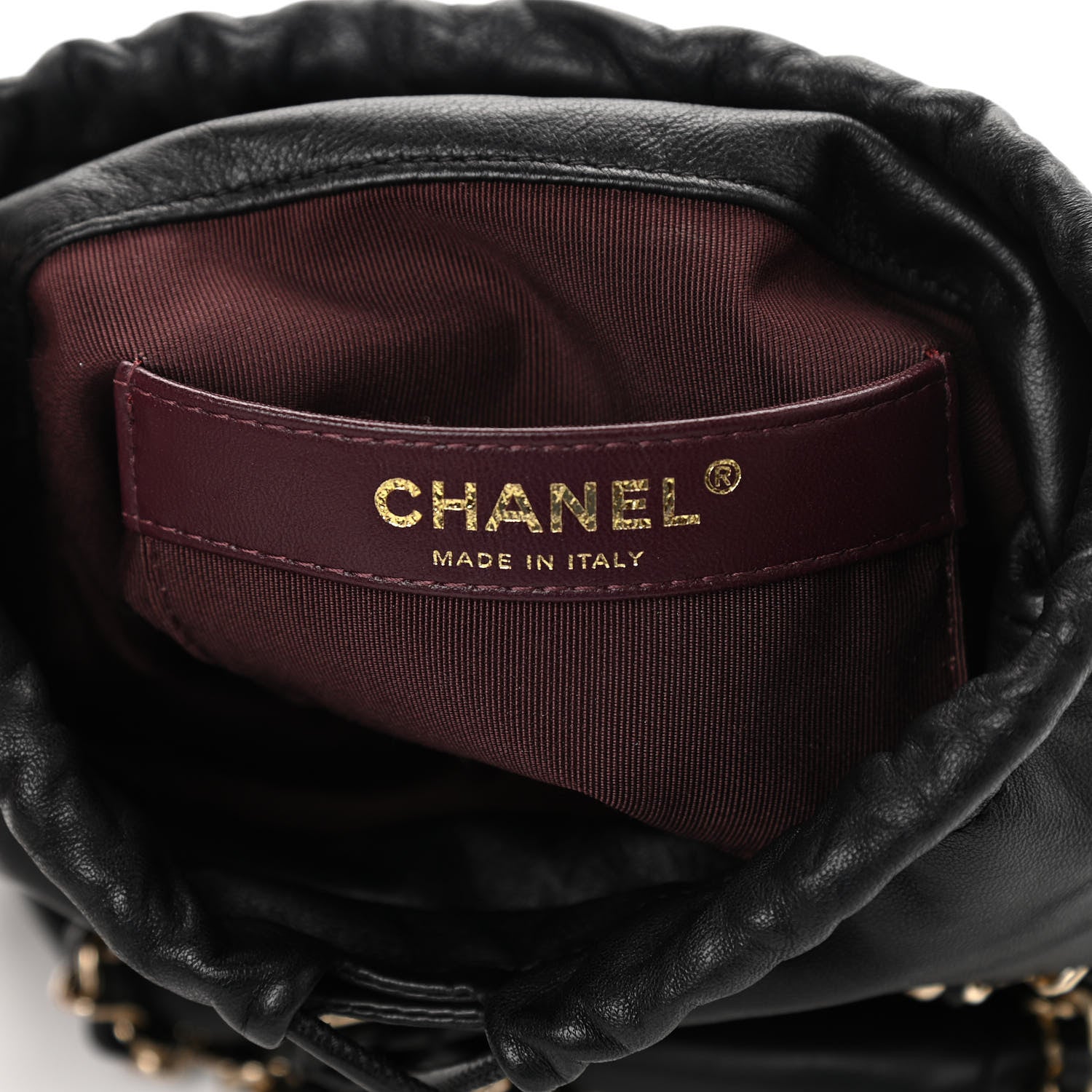Chanel Lambskin Bucket Chain Drawstring Bag Black 6 of 10
