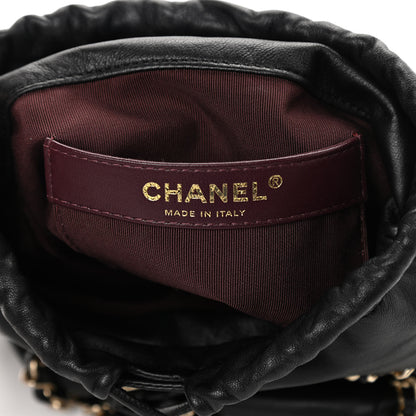 Chanel Lambskin Bucket Chain Drawstring Bag Black 6 of 10
