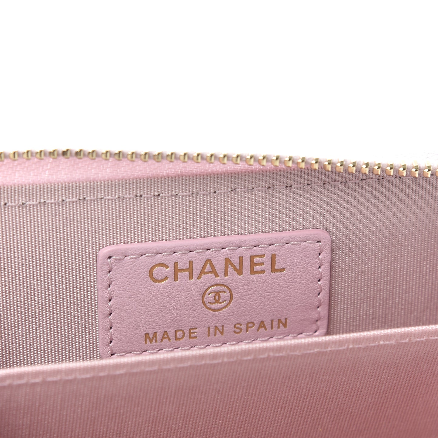 Lambskin Quilted Chanel 19 Zip Around Coin Purse Wallet Light Pink