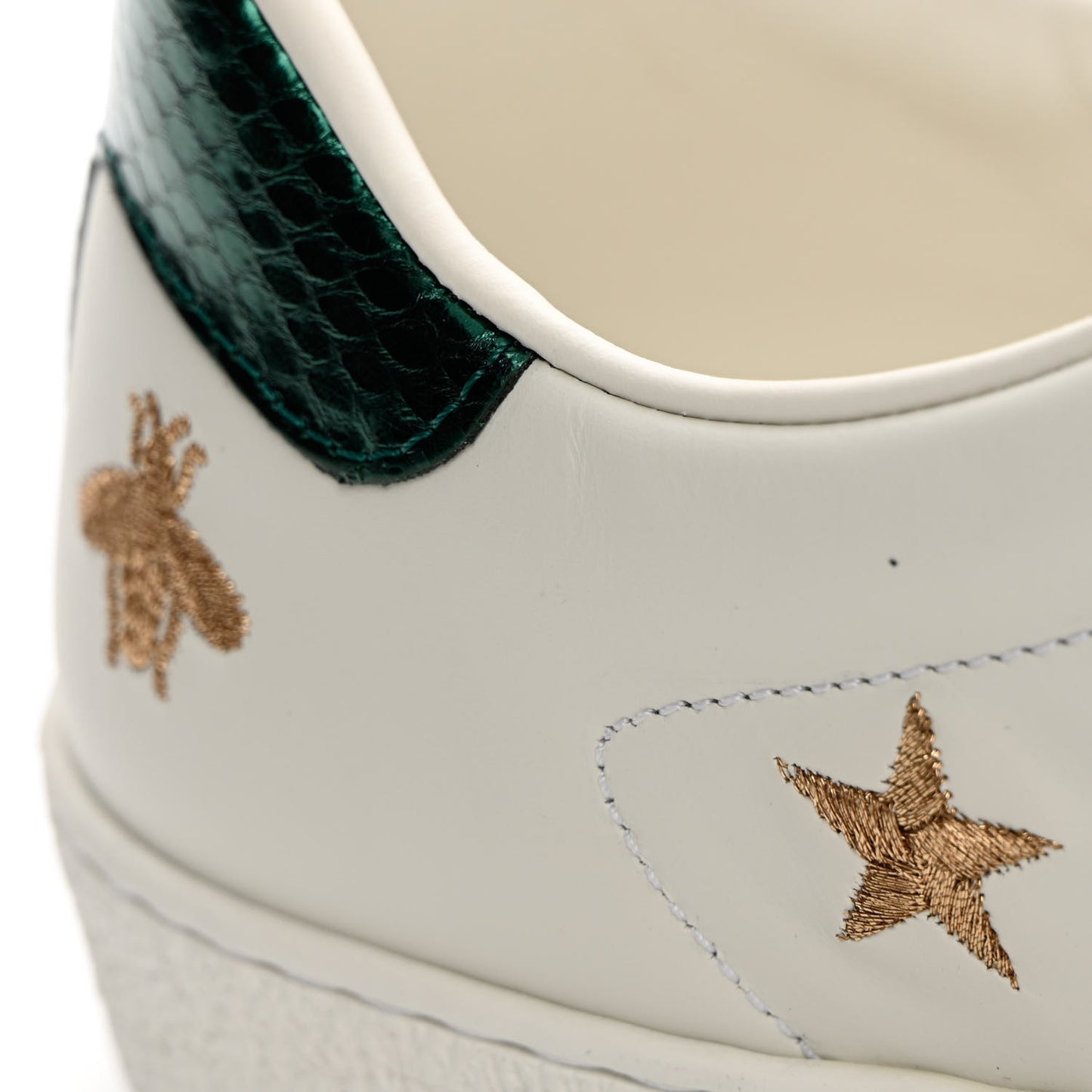 Calfskin Ayers Web Bee Star Embroidered Mens Ace Sneakers 10 White Green