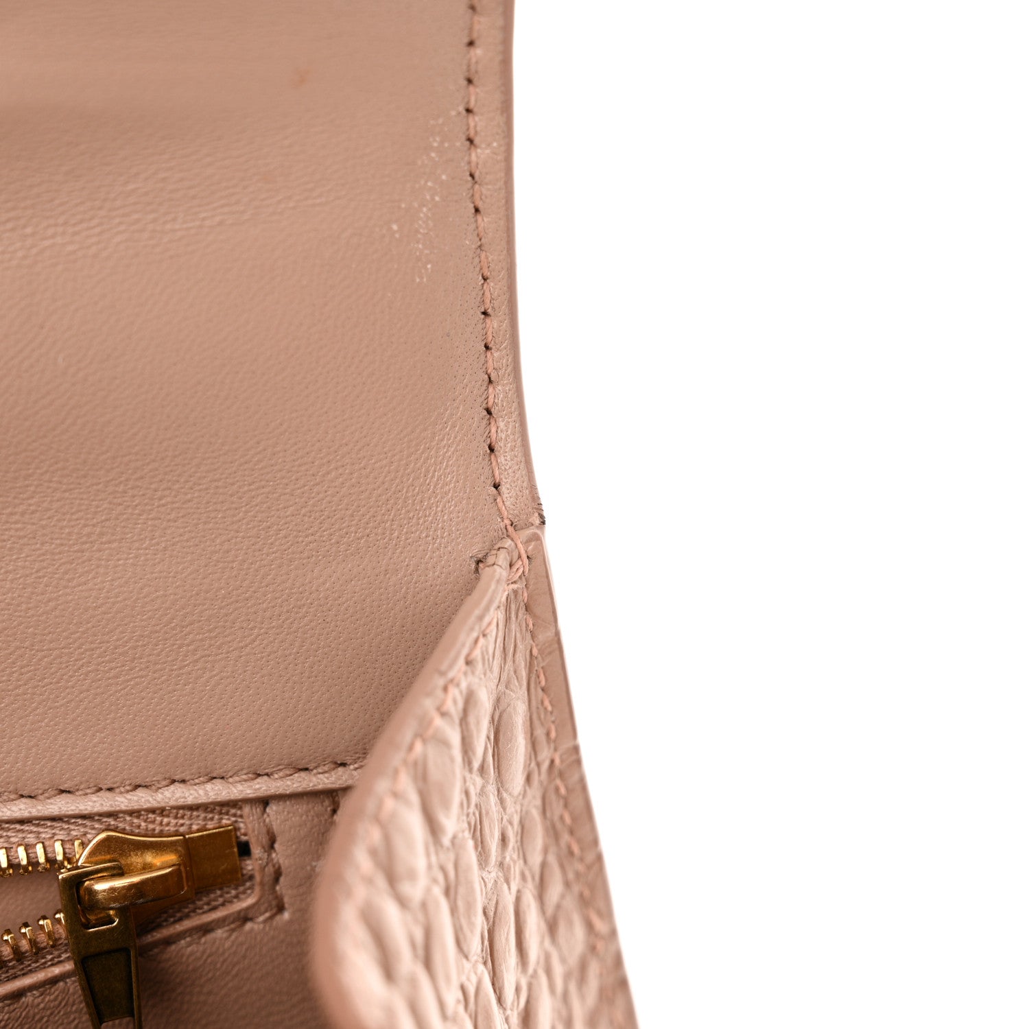 Balenciaga Shiny Calfskin Crocodile Embossed Small Hourglass Top Handle Bag Nude Beige 12 of 13
