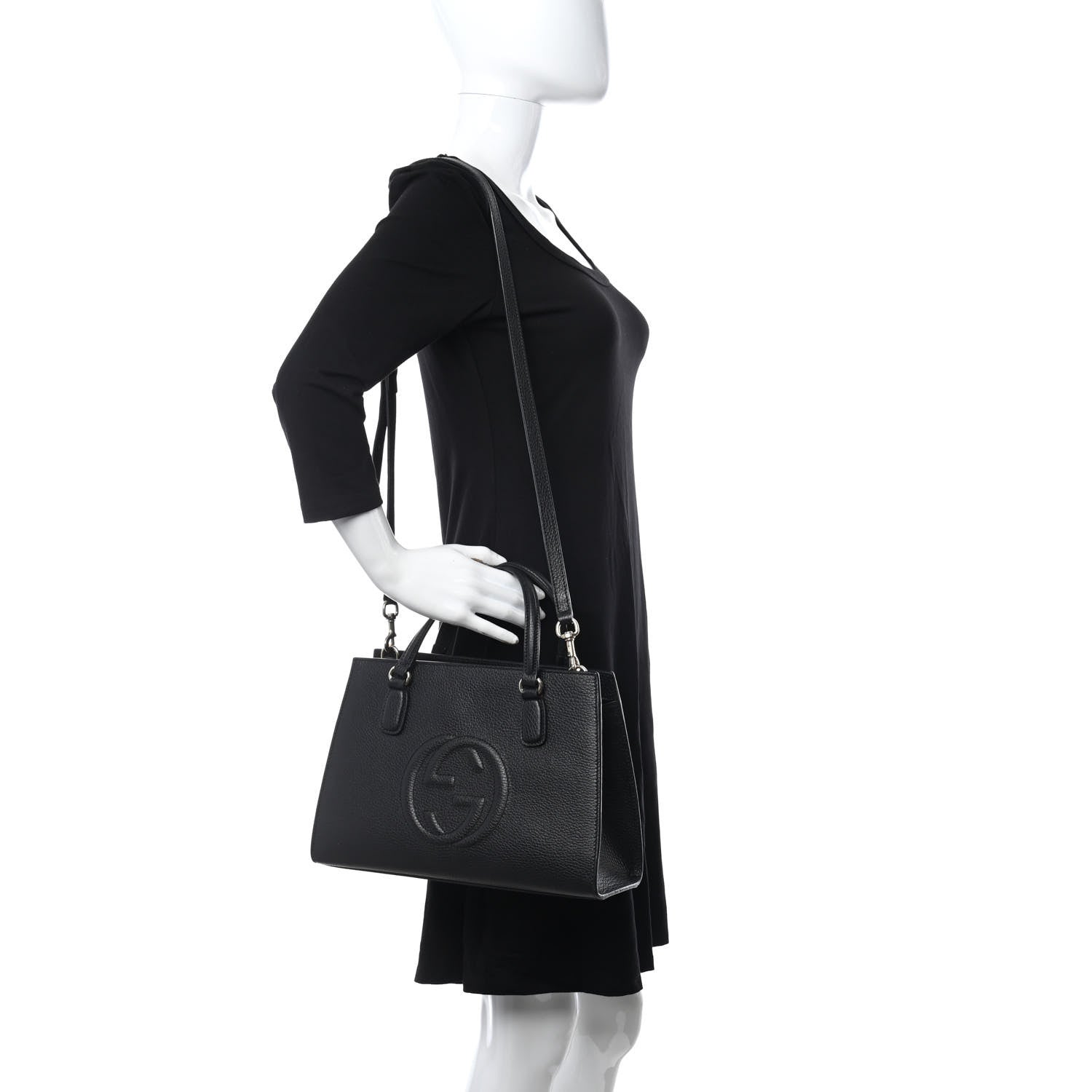 Gucci Pebbled Calfskin Medium Soho Top Handle Satchel Black 2 of 14