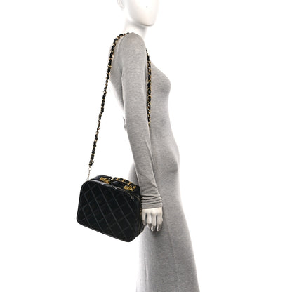Chanel Patent Quilted Top Handle Lunch Box Carryall Shoulder Bag Black 2 of 11
