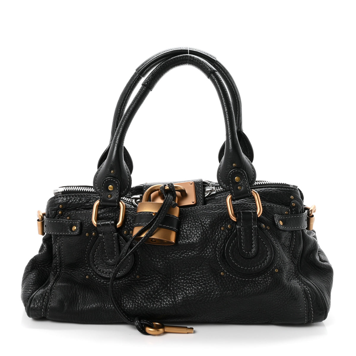 Calfskin Medium Paddington Satchel Black