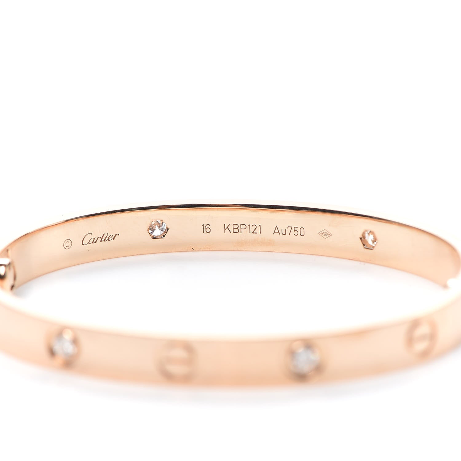 Cartier 18K Pink Gold 4 Diamond LOVE Bracelet 16 4 of 6