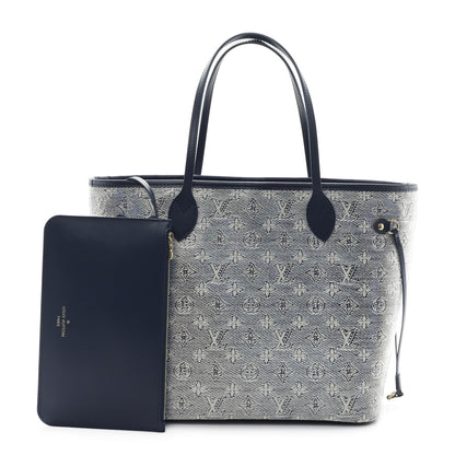 Louis Vuitton Monoglam Neverfull MM Blue 3 of 10