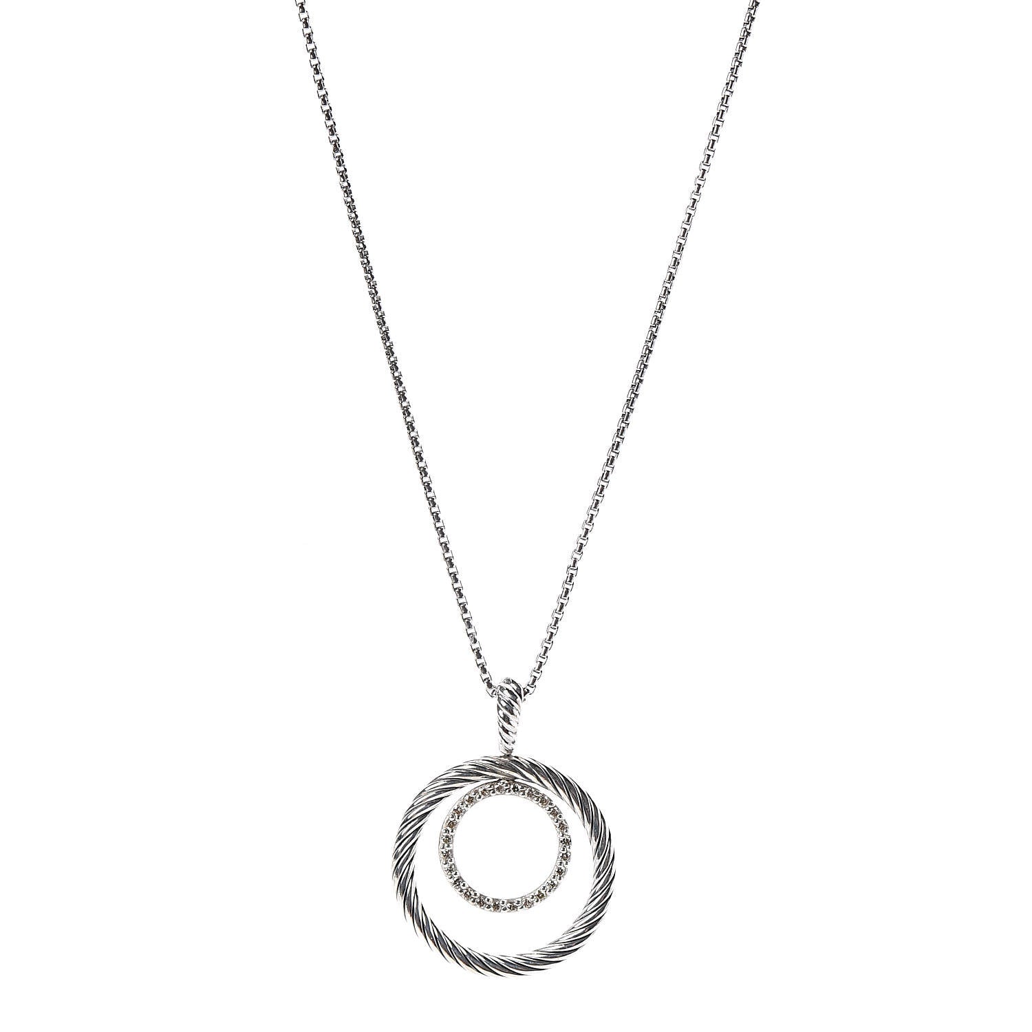David Yurman Sterling Silver Diamond Mobile Circle Pendant Necklace 1 of 5