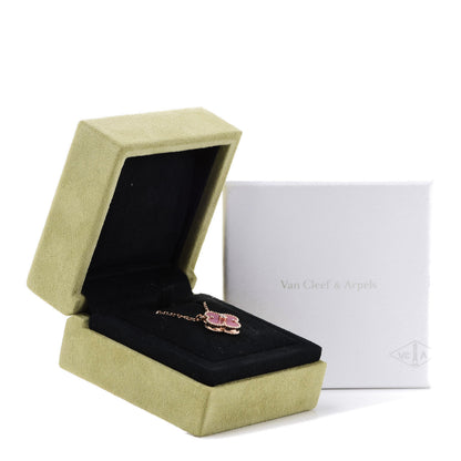 Van Cleef & Arpels 18K Rose Gold Diamond Rhodonite Vintage Alhambra Pendant Necklace 8 of 8