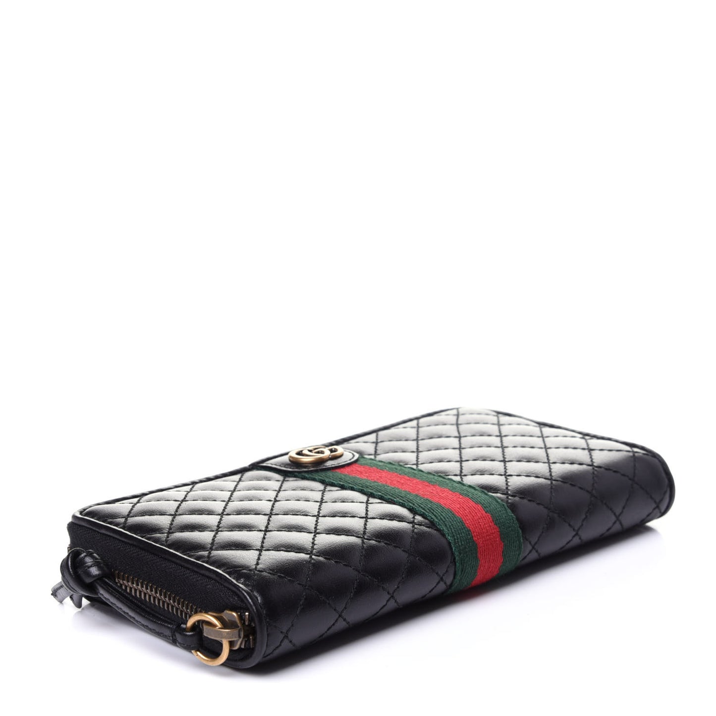 Calfskin Web Trapuntata GG Zip Around Wallet Black