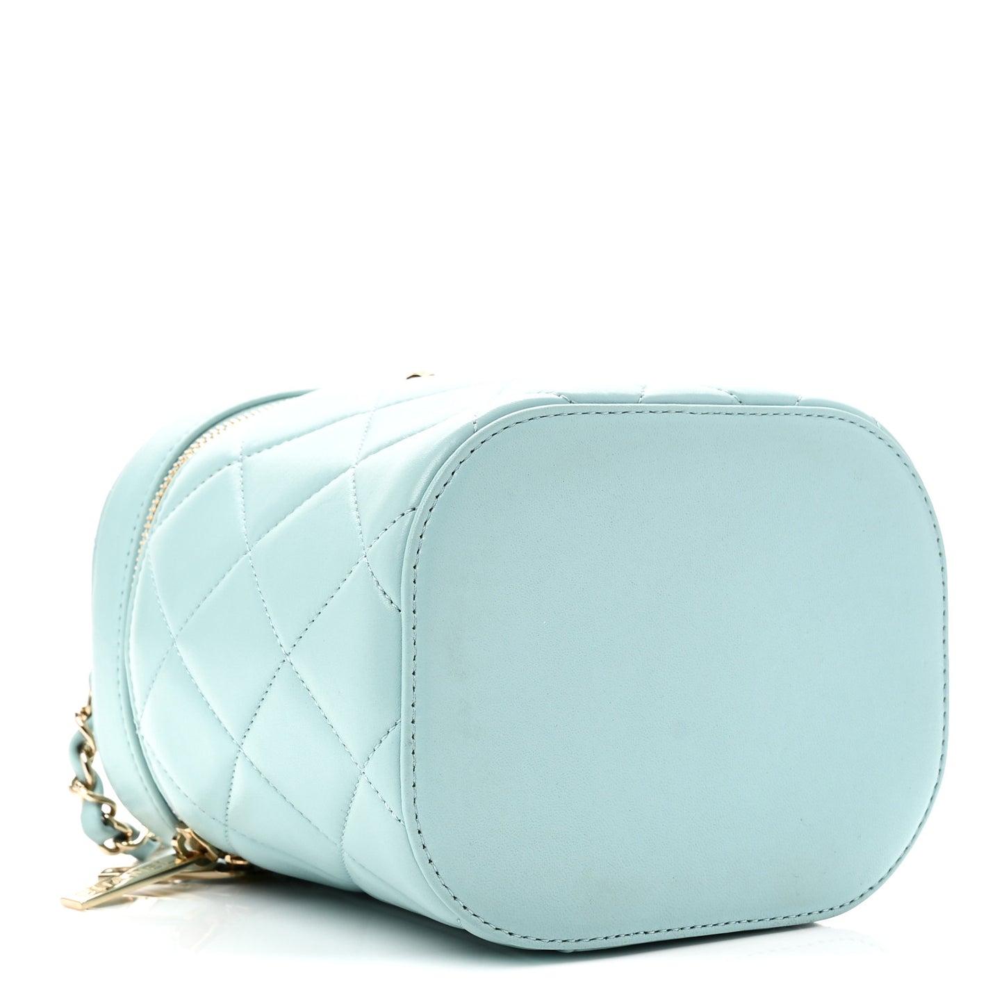 Lambskin Quilted Trendy Vanity Case Light Blue