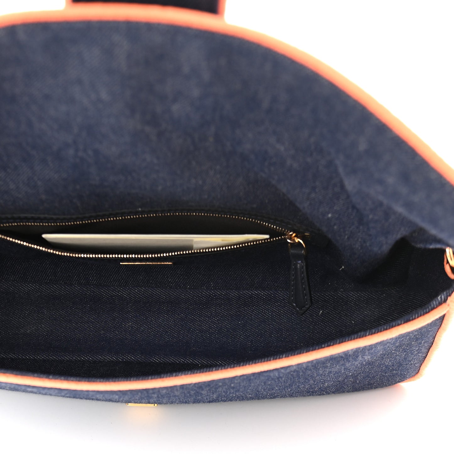 Denim Large Baguette Blue Arancio Fluo