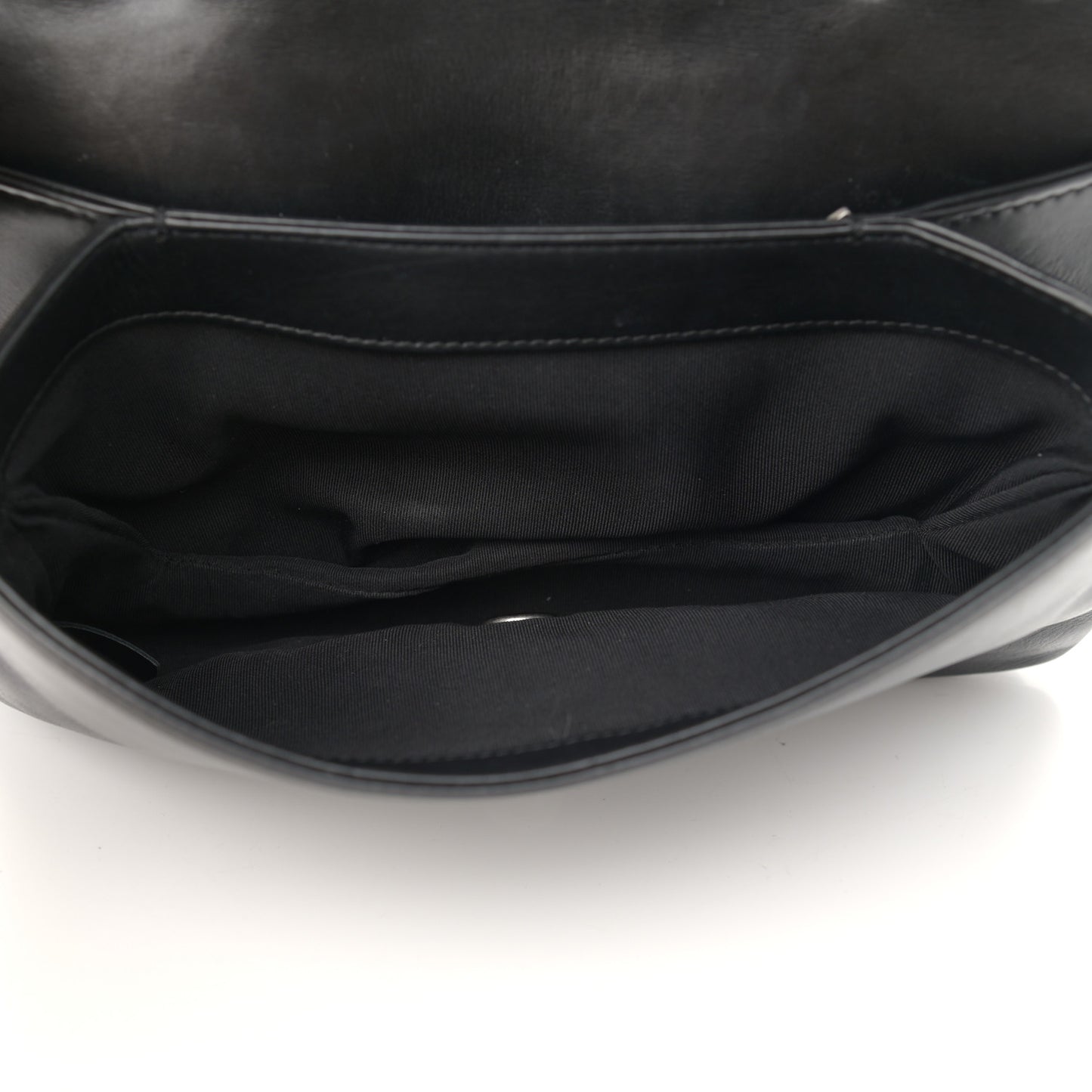 Calfskin Studded Chevron Quilted Flap Black
