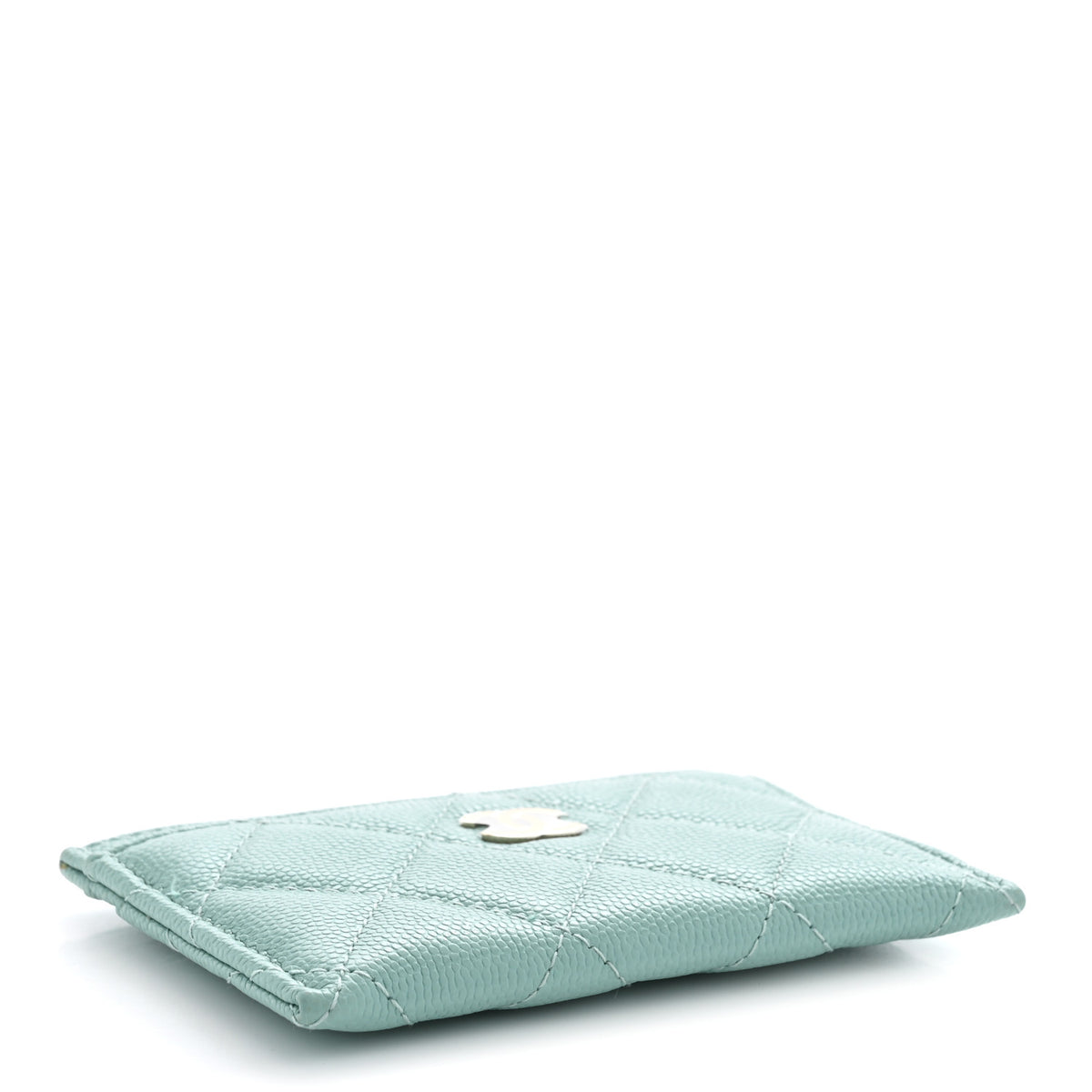 Caviar Quilted Card Holder Light Blue