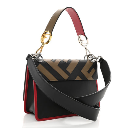 Fendi Vitello Century F is Fendi FF Diagonal Inlay Kan I Shoulder Bag Fango Black Fragola 3 of 8