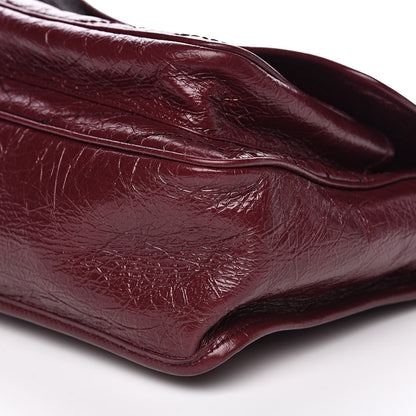 Saint Laurent Crinkled Calfskin Matelasse Monogram Medium Niki Chain Satchel Burgundy 10 of 11