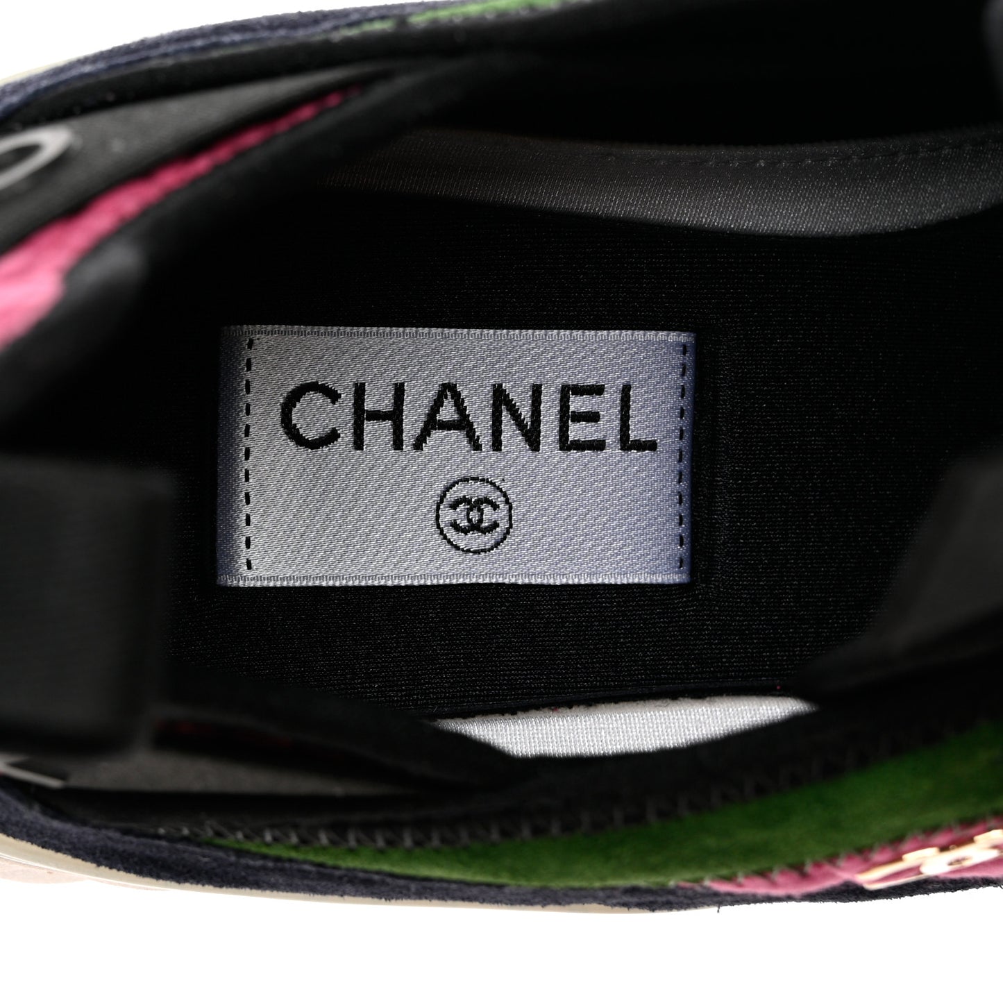 Velvet Calfskin Mixed Fibers CC Sneakers 40.5 Pink Green