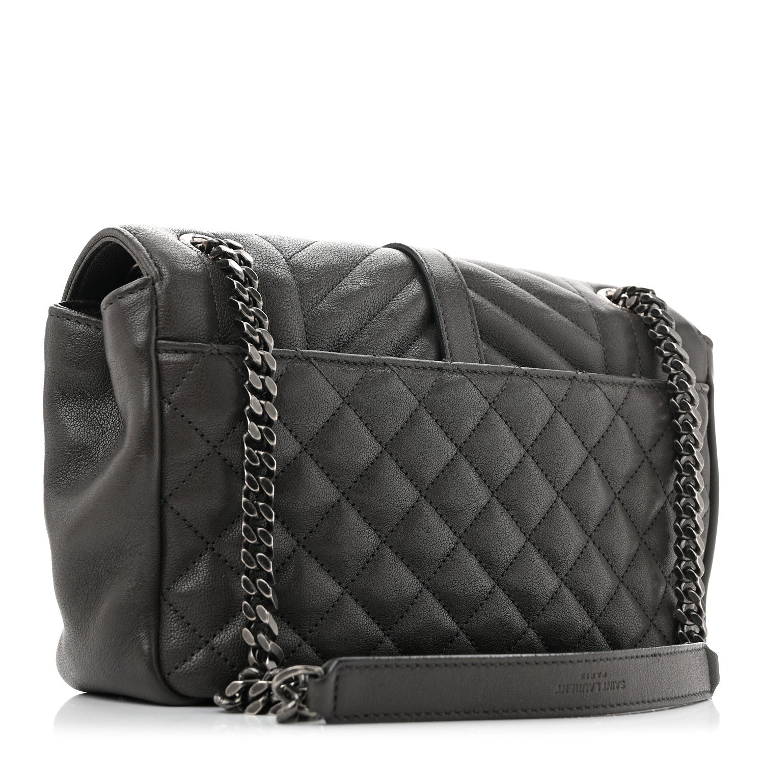 Saint Laurent Sheepskin Tri-Quilt Monogram Medium College Bag Coal 3 of 12