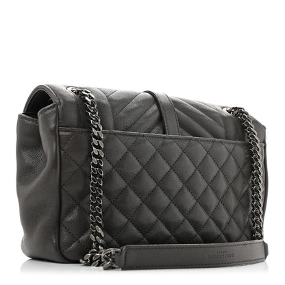 Saint Laurent Sheepskin Tri-Quilt Monogram Medium College Bag Coal 3 of 12