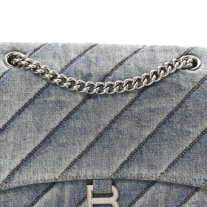 Balenciaga Washed Denim Quilted Medium Crush Chain Bag Denim Blue 7 of 9