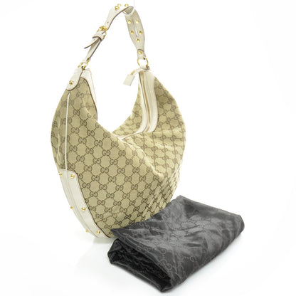 Gucci Monogram Large Studded Hobo Ivory 3 of 9