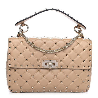 Valentino Garavani Nappa Medium Rockstud Spike Shoulder Bag Camel Rose 1 of 8