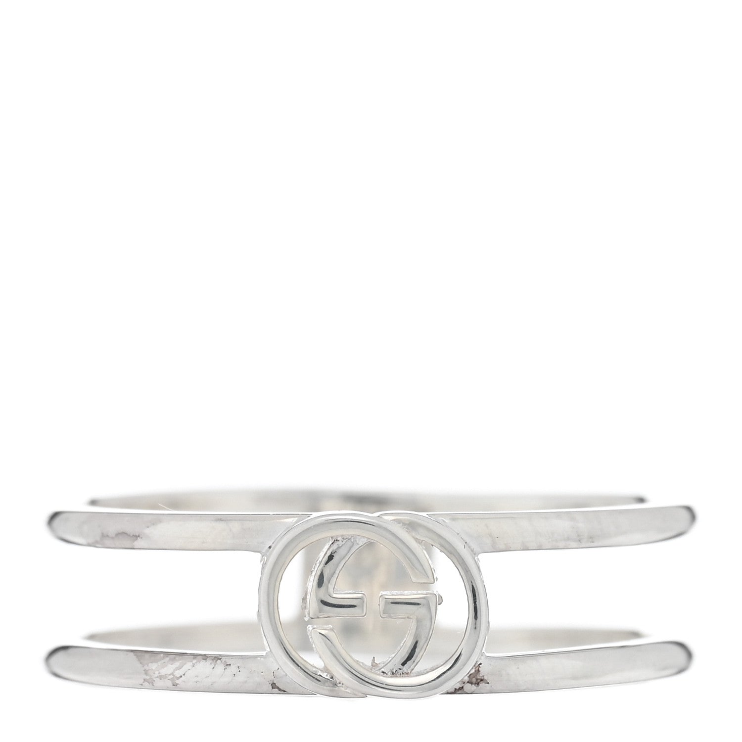 Gucci Sterling Silver 6mm Interlocking G Open Band Ring 61 9.5 1 of 4