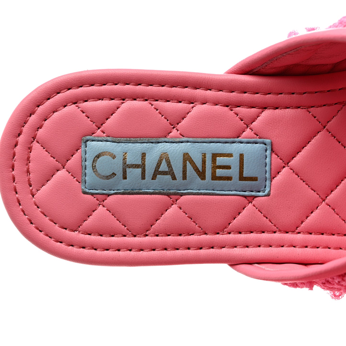 Lambskin Tweed CC Thong Sandals 38.5 Pink