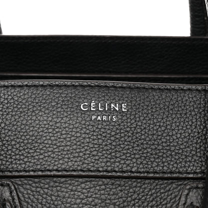Celine Drummed Calfskin Mini Luggage Black 6 of 13