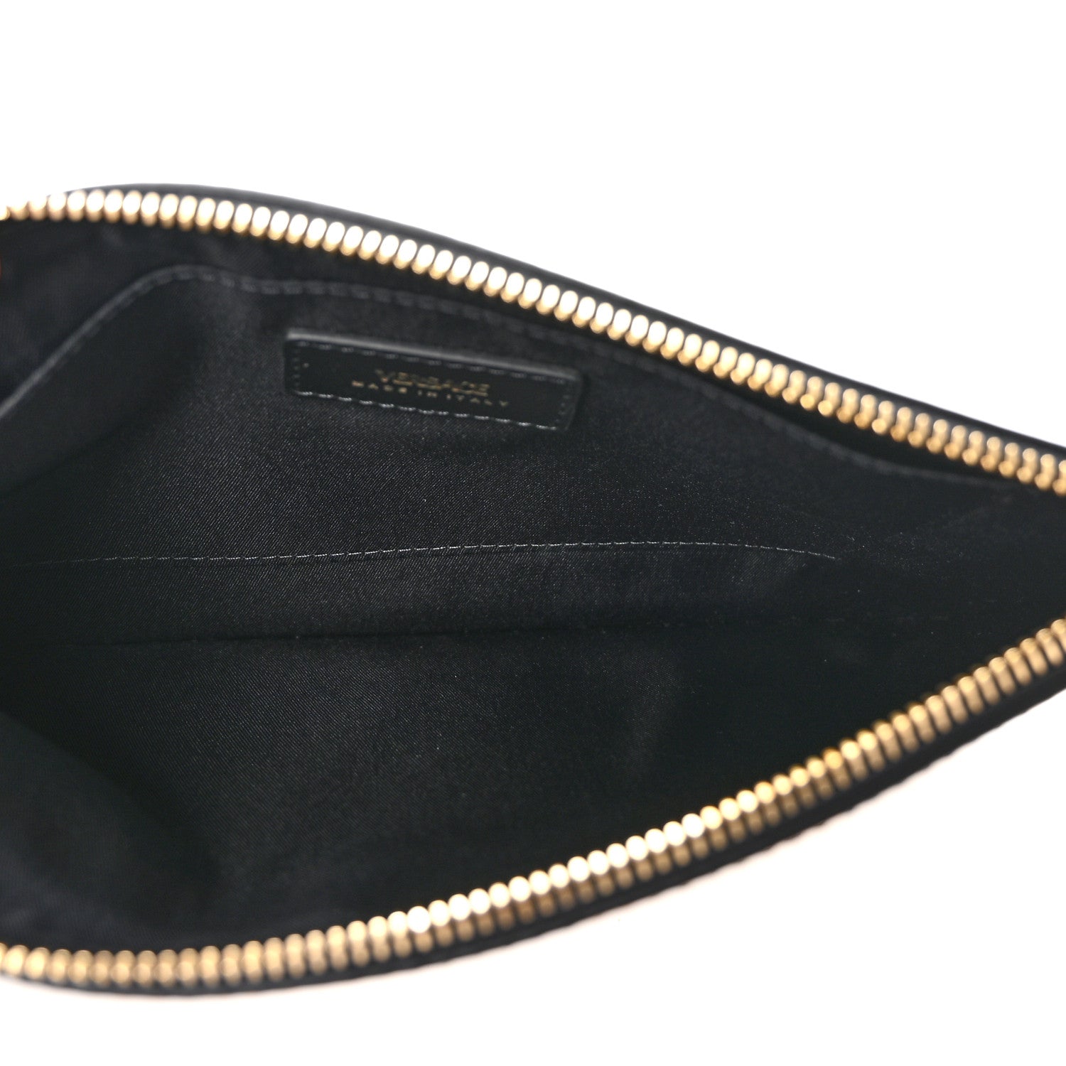 Versace Calfskin La Medusa Print Wristlet Pouch Black Gold 5 of 6