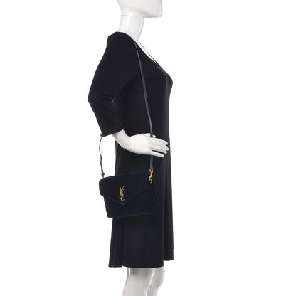Saint Laurent Velvet Y Quilted Monogram Toy Loulou Crossbody Bag Navy 2 of 7