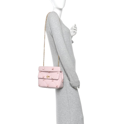 Valentino Garavani Nappa Enamel Medium Roman Stud Shoulder Bag Rose Quartz 2 of 10
