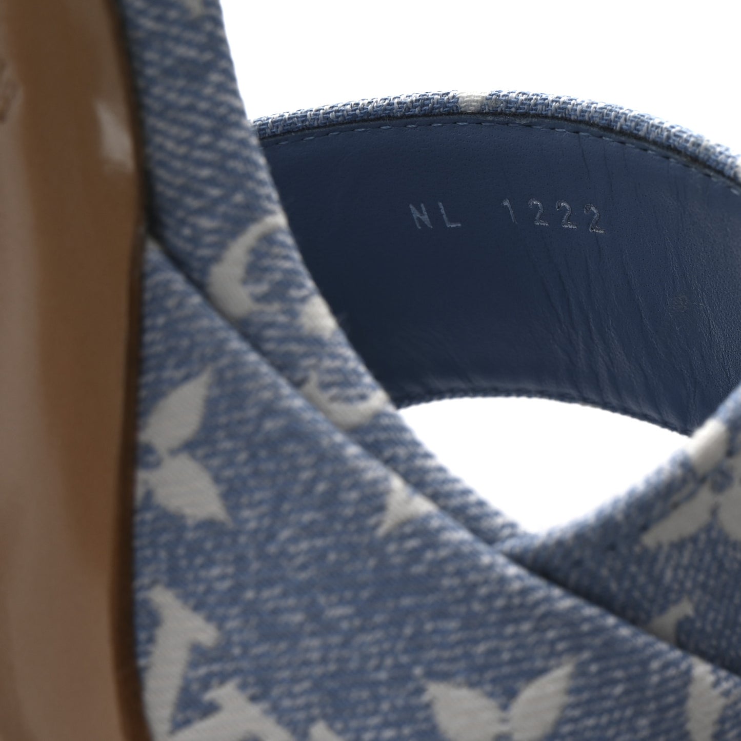 Monogram Jacquard Denim Platform Sandals 40 Blue