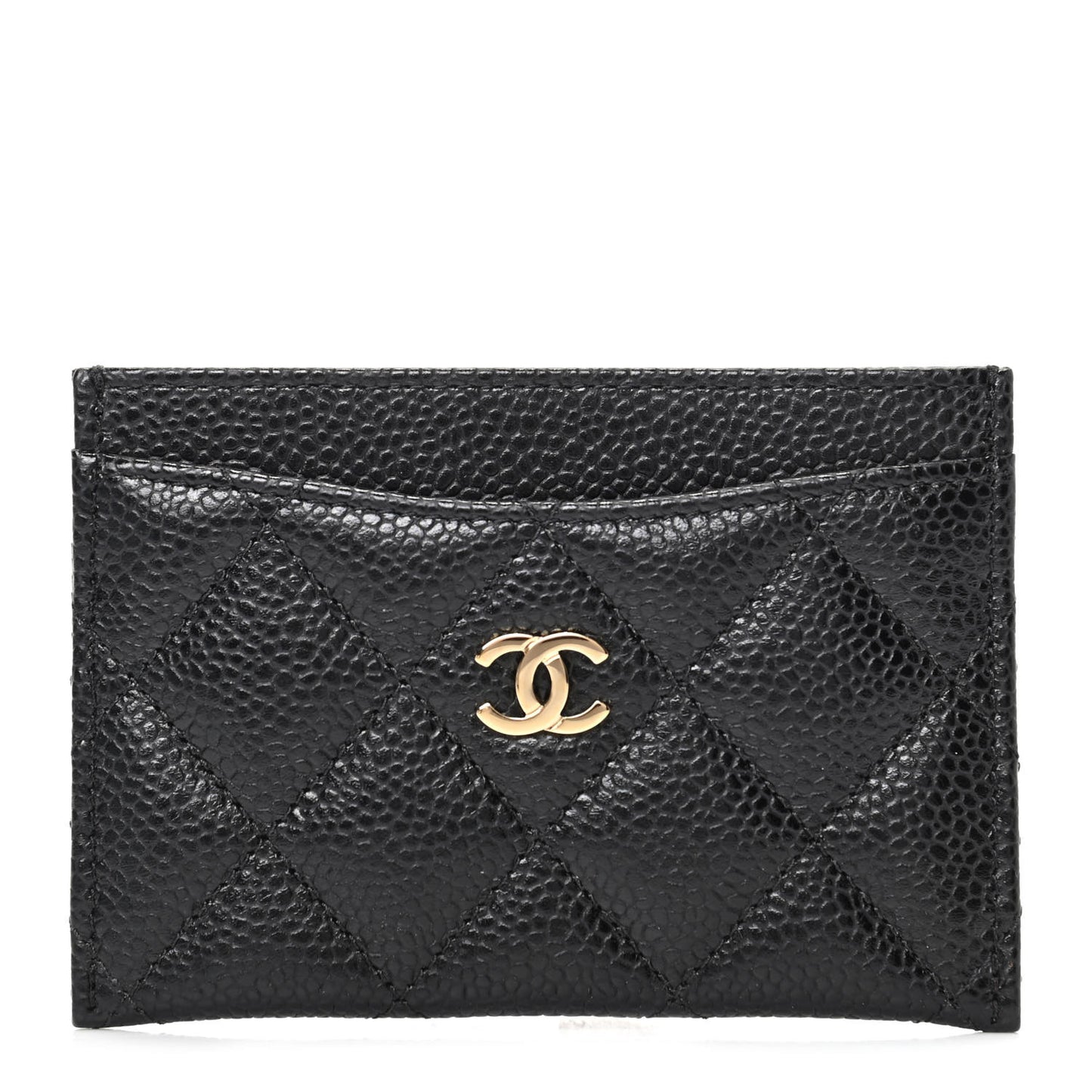 Caviar Quilted Card Holder Black