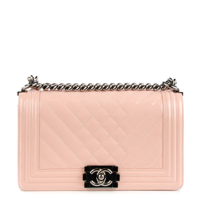Chanel Patent Chevron Medium Boy Flap Light Pink 1 of 9