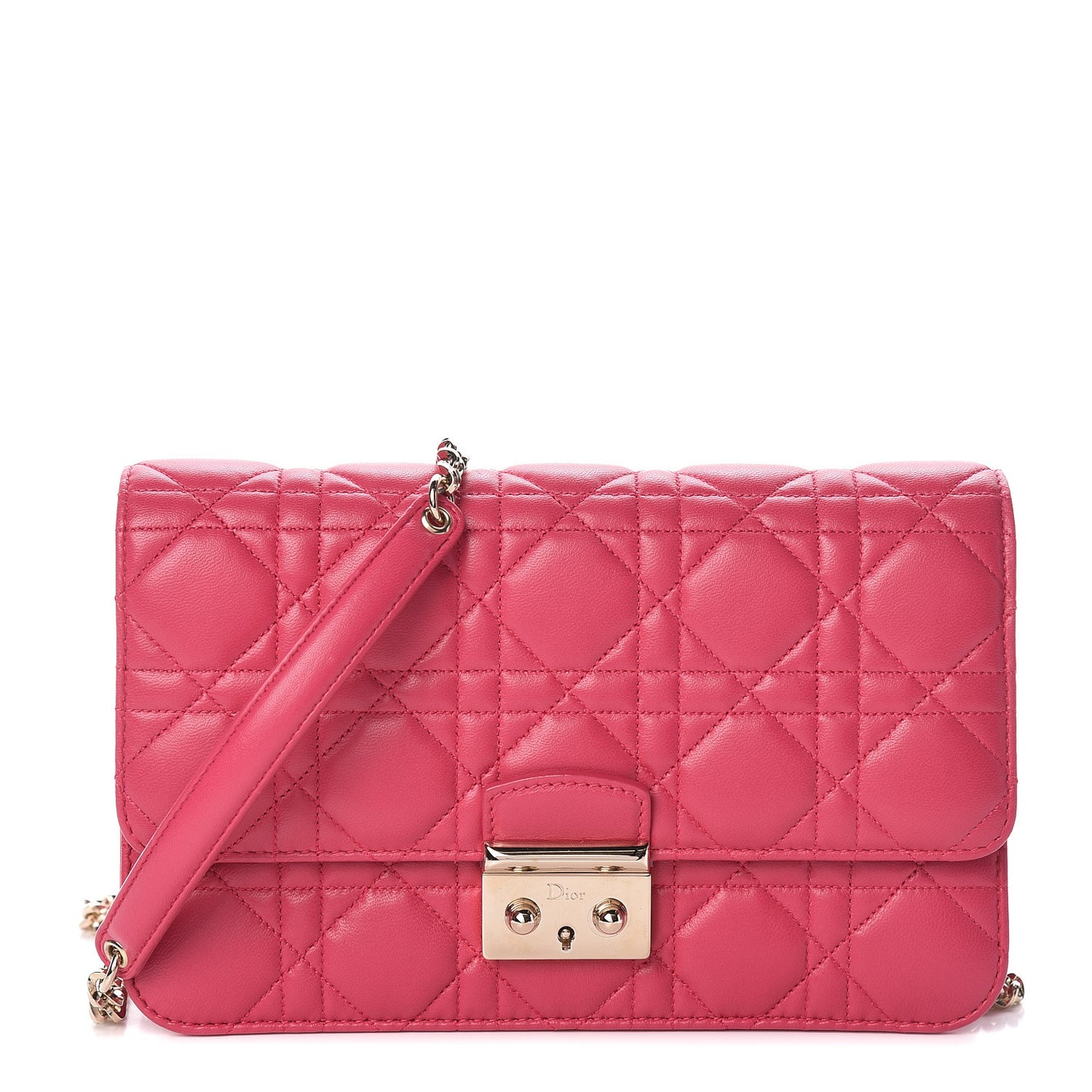 Lambskin Cannage Miss Dior Promenade Pouch Fuchsia