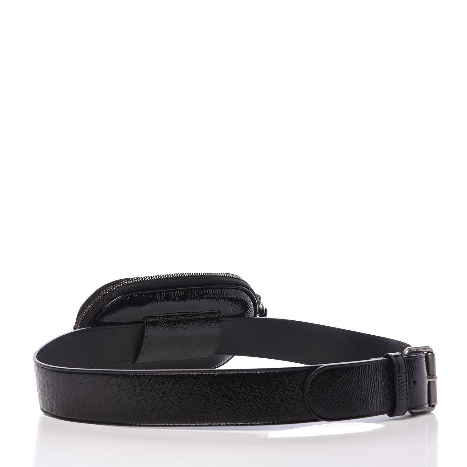 Gucci Patent Rubber Game Patch Logo Belt Bag 95 38 Black 3 of 11