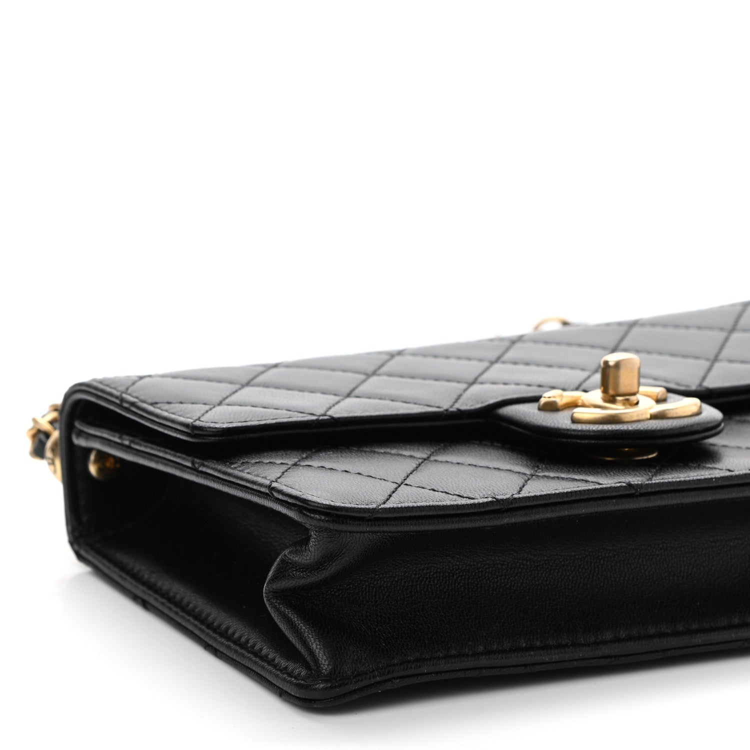 Chanel Goatskin Quilted Logo Small Chic Flap Black 9 of 10