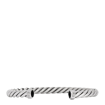 David Yurman Sterling Silver Black Onyx 6mm Cable Classic Cuff Bracelet 1 of 4