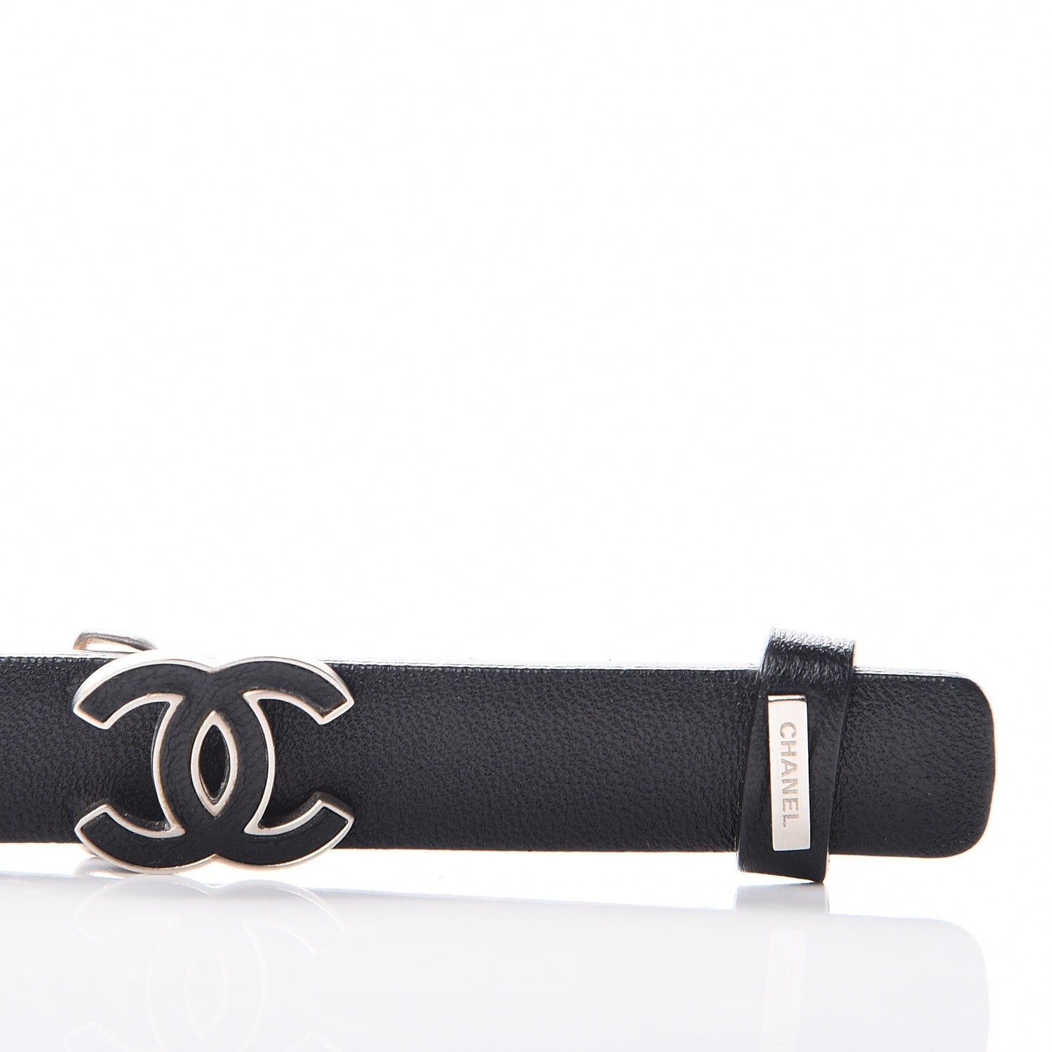 Chanel Lambskin CC Chain Belt 95 38 Black Silver 6 of 7