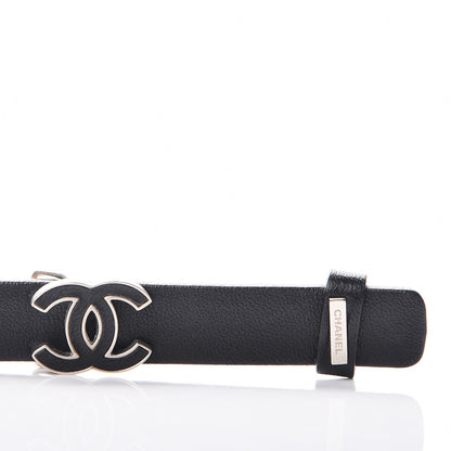 Chanel Lambskin CC Chain Belt 95 38 Black Silver 6 of 7